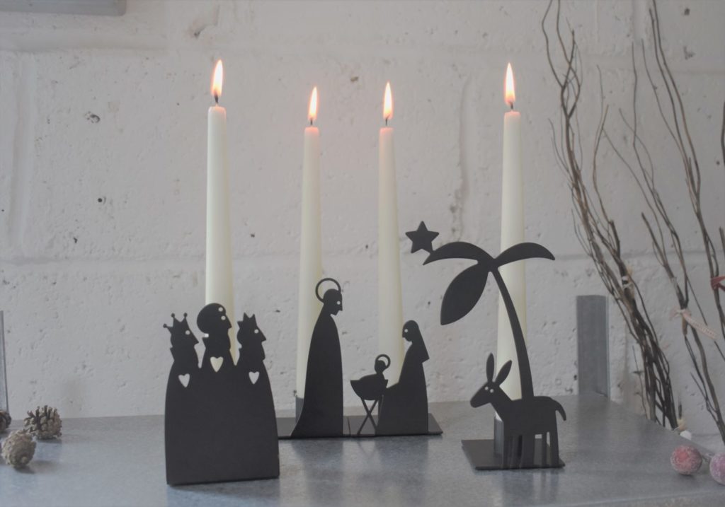 Nativity Candle Holders Cobblestone Alley