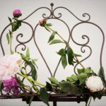 vintage style music stand with flowers