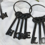 bundle of antique style keys on a ring spelling HOME