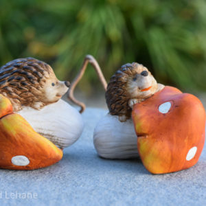 Autumn hedgehog on mushrooms ornametns